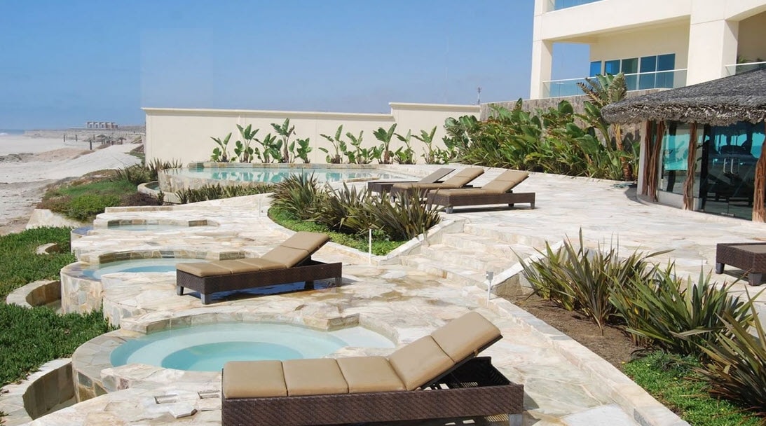 whirlpool baths and swimming pool at the holistic sanctuary