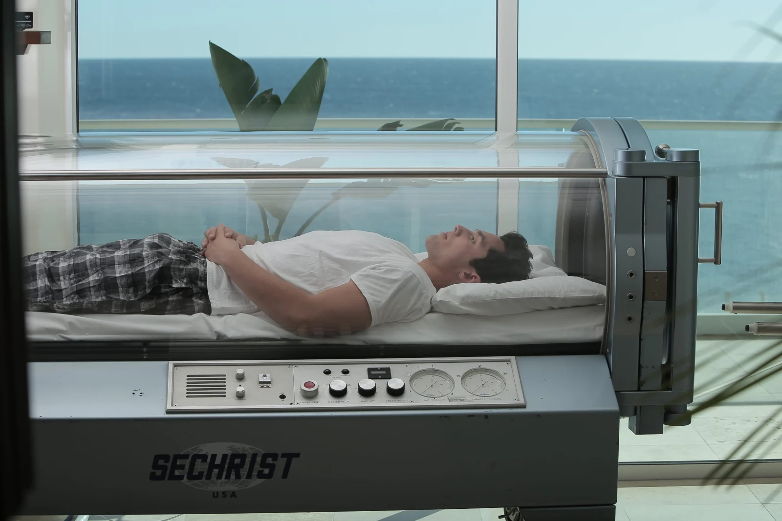 Hyperbaric oxygen therapy chamber used daily at Holistic Sanctuary