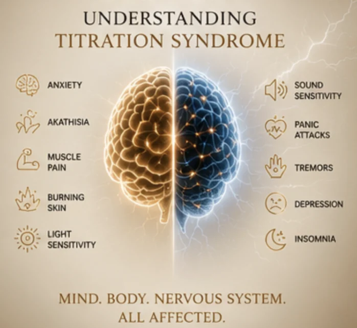 Diagram explaining titration syndrome and benzodiazepine withdrawal