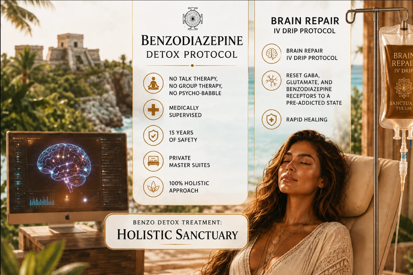 Medical benzodiazepine detox protocol and intravenous support at Holistic Sanctuary