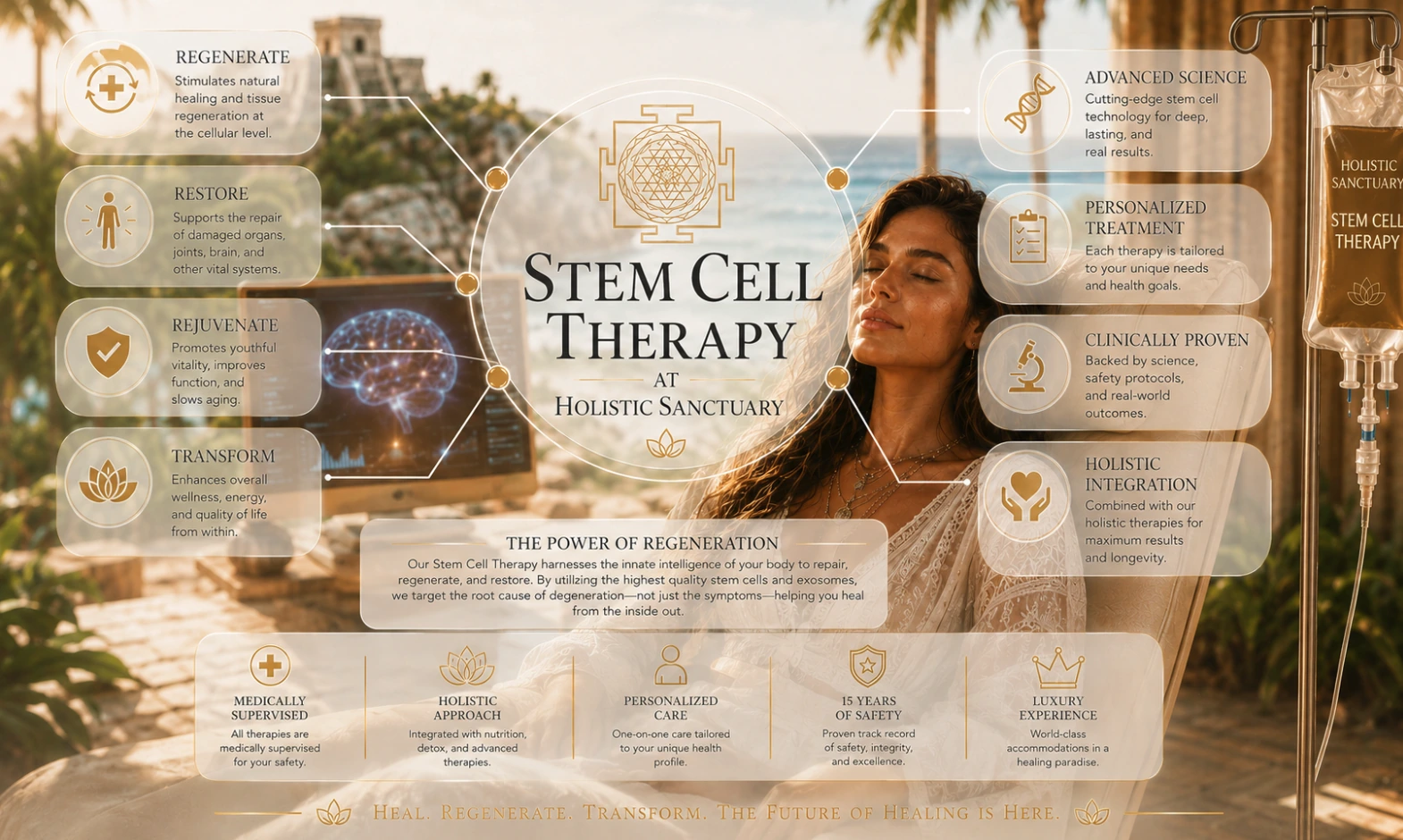 Stem Cell Therapy at Holistic Sanctuary — Regenerate, Restore, Rejuvenate, Transform is stem cell therapy safe — Stem cell therapy safety standards at Holistic Sanctuary: medically supervised treatment, personalized planning and fifteen years of safety record.